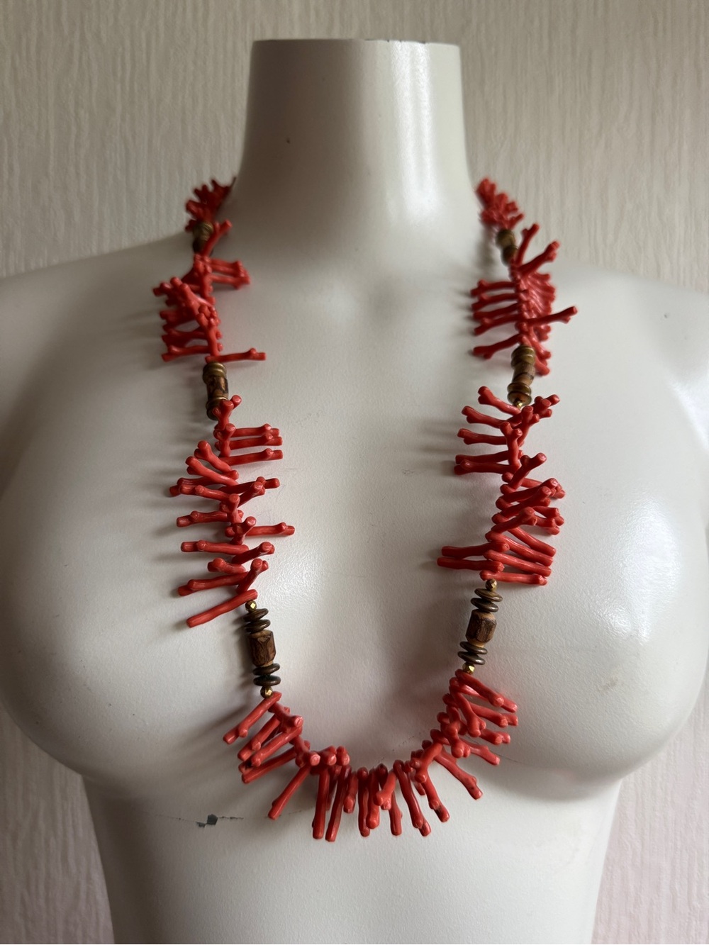 Vintage Miriam Haskell Signed Branch Coral Necklace